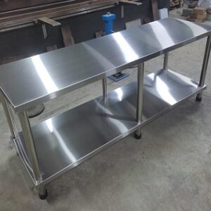 mesa de 2 niveles grande en acero inoxidable